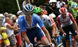 Le Néerlandais Niki Terpstra (Total Direct Energie) lors d'une échappée pendant la 8e étape du Tour de France, le 13 juillet 2019 entre Mùcon et Saint-Etienne
