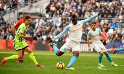 L'attaquant de Marseillell Mario Balotelli auteur d'un doublé lors du match nul 2-2 à Angers en 30e journée de L1 le 30 mars 2019