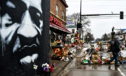 Le mémorial érigé en l'honneur de George Floyd sur le site de sa mort, à Minneapolis, sur une photo du 10 mars 2021