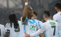 Le défenseur de l'OM Rod Fanni auteur de l'ouverture du score face à Lyon en Coupe de France, le 31 janvier 2017 au Vélodrome