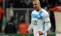 Le défenseur de Marseille Doria, buteur face à Lyon en Coupe de France au Vélodrome, le 31 janvier 2017 