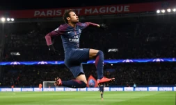La star du PSG Neymar Jr buteur face au Celtic Glasgow en Ligue des champions, le 22 novembre 2017 au Parc des Princes