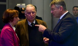 Les leaders du parti d'extrême droite (AfD) Beatrix von Storch Alexander Gauland et Joerg Meuthen se retrouvent pour le congrès de leur formation à Hanovre en Allemagne, le 2 décembre 2017 
