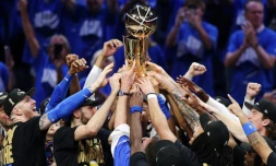 Le Thunder d'Oklahoma City célèbre son premier titre NBA, le 22 juin 2025 à domicile
