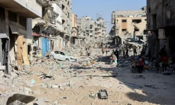 Bùtiments détruits et décombres aprÚs le retrait de l'armée israélienne du quartier de Choujaïya, dans l'est de la ville de Gaza, le 10 juillet 2024