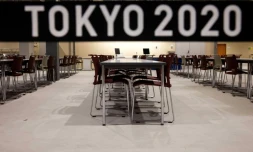 La salle de restaurant principale du village olympique à Tokyo, le 20 juin 2021