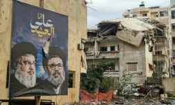 Un quartier de la banlieue sud de Beyrouth touché dans la nuit par des frappes israéliennes, le 14 mars 2026
