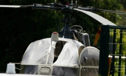 L'hélicoptÚre Alouette II qui a servi pour l'évasion de Redoine Faïd, à Gonesse le 1e juillet 2018