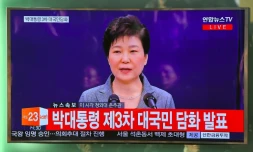 La présidente sud-coréenne Park Geun-Hye fait un discours télévisé, le 29 novembre 2016 à Séoul