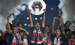 Les joueurs du PSG lors des célébrations du titre de champion de France 2019, le 18 mai au Parc des Princes