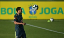 Le joueur du Brésil Neymar en séance d'entraßnement à Teresopolis le 28 mai 2019