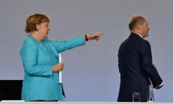 La chanceliÚre allemande Angela Merkel et le ministre social-démocrate des Finances terminent une conférence de presse à Berlin, le 3 juin 2020