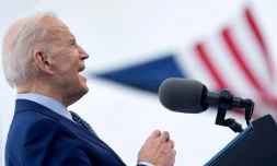 Joe Biden lors d'un rassemblement à Duluth le 29 avril 2021