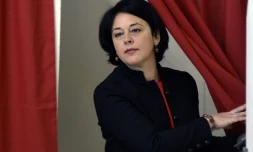 La présidente du PRG Sylvia Pinel lors du premier tour des primaires de la gauche, à Castelsarrasin le 22 janvier 2017