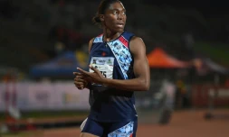 La double championne olympique du 800 m Caster Semenya après sa victoire sur 1500 m aux Championnats d'Afrique du Sud, le 26 avril 2019 à Germiston