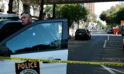 Des policiers Ă Sacramento oĂč une fusillade a fait six morts, le 3 avril 2022 en Californie