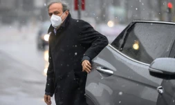 L'ex-président de l'UEFA, Michel Platini à son arrivée au Ministère public de la Confédération (MPC) à Berne, le 15 mars 2021