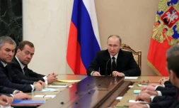 Le président Vladimir Poutine lors d'une réunion du conseil russe de sécurité le 28 décembre 2016 au Kremlin à Moscou