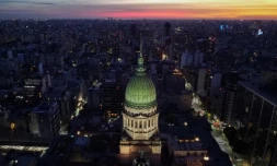 Vue aérienne du Parlement argentin, construit entre 1895 et 1946, Buenos Aires, 22 mai 2022