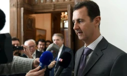 Photo de Bachar al-Assad s'adressant à la presse, publiée sur le compte Facebook de la présidence syrienne, le 14 novembre 2015