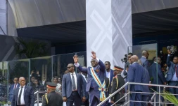Le président de la République démocratique du Congo Félix Tshisekedi (C) lors de sa prestation de serment, le 20 janvier 2024 à Kinshasa