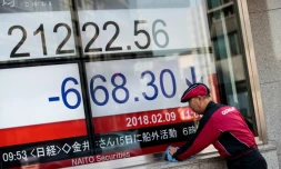 Un indicateur de la bourse de Tokyo, le 9 février 2018
