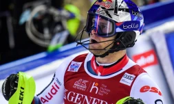 Le Français Alexis Pinturault dans l'aire d'arrivée du slalom de Madonna di Campiglio, le 8 janvier 2020