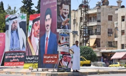 Des posters de candidats aux élections législatives à Alep (Syrie), le 15 juillet 2020