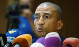 David Nakhid, ex-capitaine de la sélection de Trinité-et-Tobago, en conférence de presse, le 28 septembre 2015 à Beyrouth