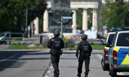 Des policiers sécurisent la zone après une fusillade à Munich, dans le sud de l'Allemagne, le 5 septembre 2024