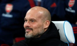 L'entraîneur intérimaire d'Arsenal Freddie Ljungberg suit le match contre West Ham en Premier League, le 9 décembre 2019 à Londres