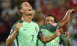 Cristiano Ronaldo après la victoire du Portugal face au Pays de Galles le 6 juillet 2016 à Lyon