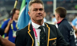 Heyneke Meyer, alors sélectionneur de l'Afrique du Sud, le 30 octobre 2015 au stade olympique de Londres