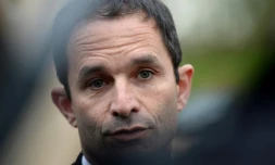 Le candidat socialiste à la présidentielle,  Benoît Hamon, le 24 mars 2017 à Auneau-Bleury-Saint-Symphorien
