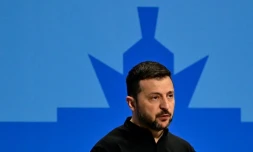 Le président ukrainien Volodymyr Zelensky s'adresse à une conférence internationale sur la reconstruction de l'Ukraine, à Berlin le 11 juin 2024