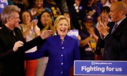 La candidate à la primaire démocrate Hillary Clinton à Newark le 1er juin 2016