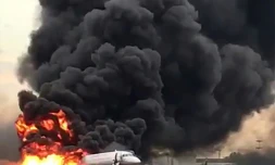 Incendie d'un avion Soukhoi Superjet-100 de la compagnie russe Aeroflot à l'aéroport de Moscou-Cheremetievo, le 5 mai 2019 (capture d'écran de vidéo issue du compte Instagram Gunkevitch)