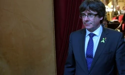 Le président catalan Carles Puigdemont, le 27 octobre 2017 à Barcelone
