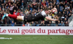 L'Anglais Chris Ashton inscrit un essai pour le RCT face Ă Clermont, le 25 mars 2018 Ă Toulon