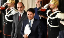 Giuseppe Conte, à l'issue d'une rencontre avec le président italien Sergio Mattarella, le 23 mai 2018 à Rome