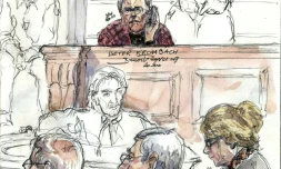 Croquis d'audience du 29 mars 2011 montrant Dieter Krombach lors de son procès aux assises à Paris