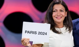 La maire de Paris Anne Hidalgo, heureuse de décrocher les JO de 2024 à l'issue d'un vote du CIO à Lima, le 13 septembre 2017