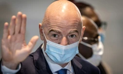 Le président de la Fifa, Gianni Infantino, à Rabat, le 12 mars 2021
