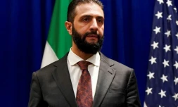 Le président intérimaire syrien, Ahmad al-Chareh, lors d'une rencontre avec le secrétaire d'Etat américain Marco Rubio, le 22 septembre 2025 à New York