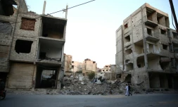 Une rue de Douma à l'est de Damas le 6 juillet 2016