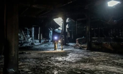 Le centre commercial russe de Kemerovo photographié le 29 mars 2018 après avoir été dévasté par un incendie meurtrier