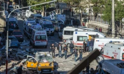 Site d'une attaque au véhicule piégé à Diyarbakir, dans le sud-est de la Turquie, le 4 novembre 2016