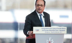 François Hollande le 28 février 2017 à Villognon dans le centre de la France