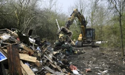 Opération de déblaiement d'un squat dans la ZAD de Notre-Dame-des-Landes, le 12 avril 2018