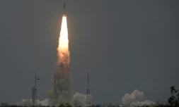 La sonde Chandrayaan-2 de l'Organisation de recherche spatiale indienne décolle de Sriharikota, une ßle du sud-est de l'Inde, le 22 juillet 2019